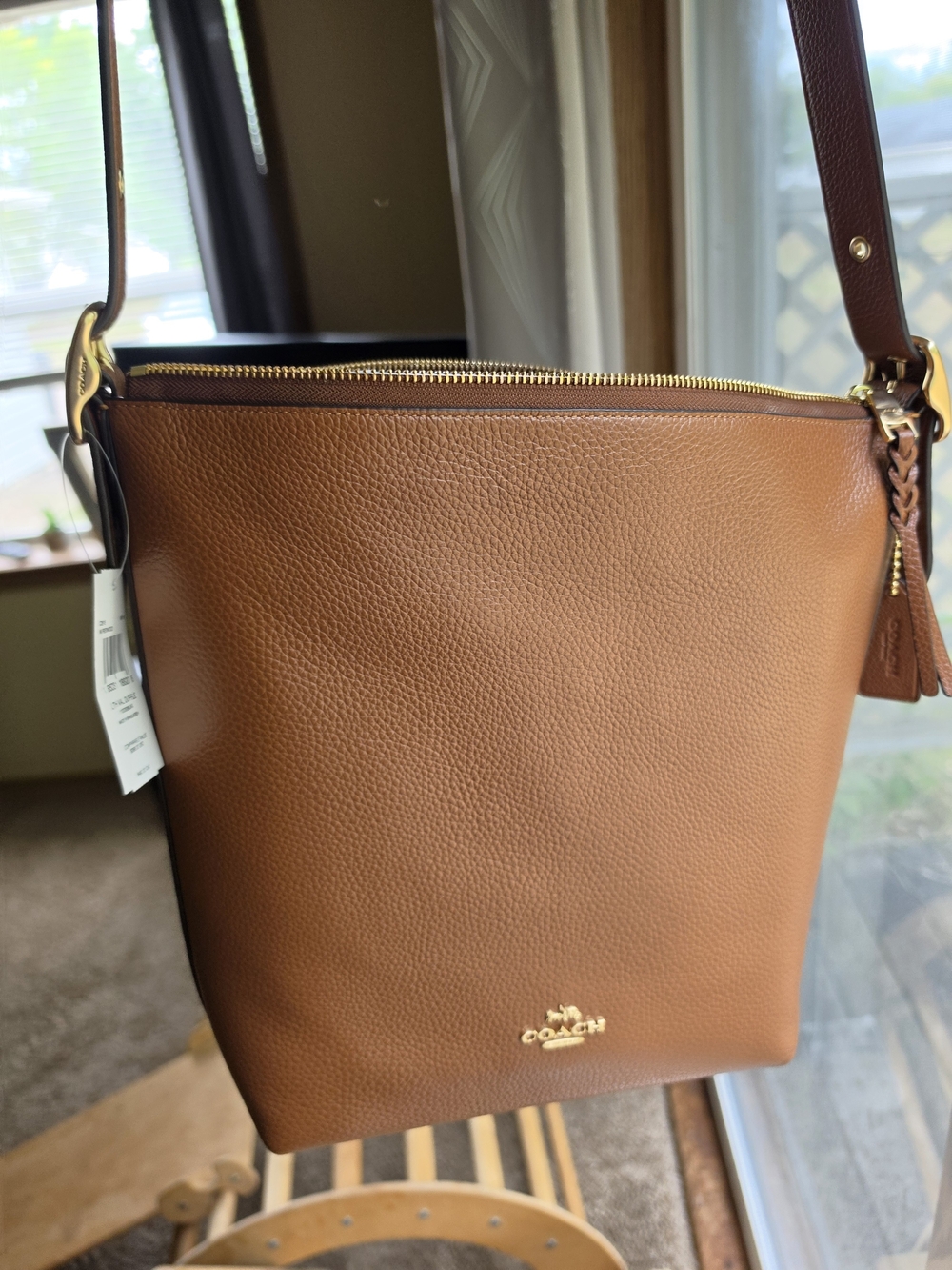 Coach Pebbled Leather Crossbody Bag in Saddle